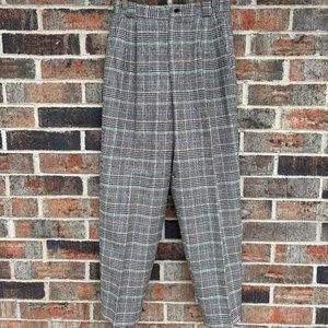 Vintage Black Houndstooth High-Waisted Plaid Trousers